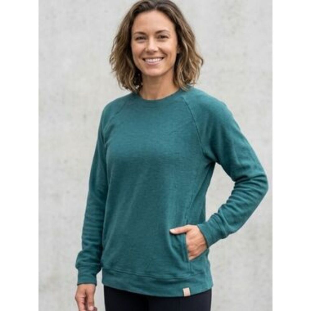 Thirdlove | 24/7 Cotton-Touch Terry Pullover Sweater Teal Athleisure Lounge M